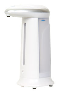 Automatisk dispensor för tvål eller handsprit, foto: www.teknikmagasinet.se